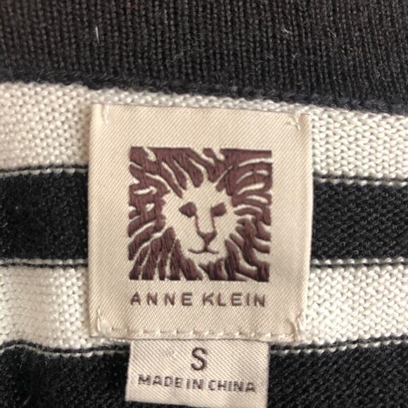 ANN KLEIN stripe cardigan sweater gold zipper - Picture 2 of 6